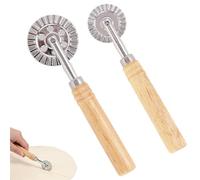 Bangbobi Set di tagliapasta e rullo ravioli, 2 pezzi: ruota per impasto da 16 cm e 17 cm con manico in legno - ruota per impasto seghetato per pizza