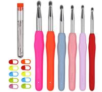 Bangbobi Set di uncinetti ergonomici, dimensioni 6,0-10 mm, gancio in metallo robusto e impugnatura morbida per mani da artrite, set di uncinetti spessi grandi