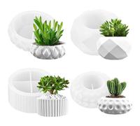 Bangbobi Stampi in Silicone per Colata, Set di 4 Pezzi per Vasi da Fiori Creativi Fai da Te