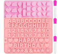 Bangbobi Stampo in Silicone Lettere Numeri Forme, 3 Pezzi con Pipette, Stampo Lettere Commestibili per Torta, Fai da Te Pasticceria