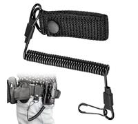 Bangbobi Tactical Lanyard, Cavo a Spirale Elastico con 2 moschettoni - Supporto per Attrezzatura della Polizia, Portachiavi, Fondina per Torcia elettrica, Tubo di stoccaggio e Cordino (Nero)