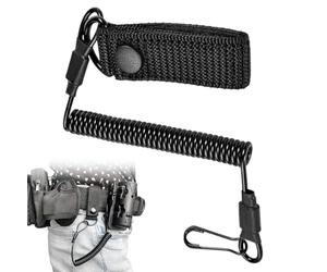 Bangbobi Tactical Lanyard, Cavo a Spirale Elastico con 2 Moschettoni, Supporto per Attrezzatura della Polizia, Portachiavi e Fondina per Torcia, Colore Nero