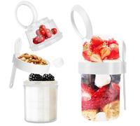Bangbobi Tazza per Muesli a Doppio Strato con Cucchiaio, Contenitore per Yogurt a Prova di Perdite, Tazza per Porridge, 560+310 ml