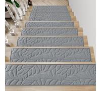 BangDon Tappeto per scale resistente, morbido, testurizzato, lavabile in lavatrice, 26 x 75 cm, per scale, per casa, facile da installare, con fondo antiscivolo (grigio, 3, 15 pezzi)