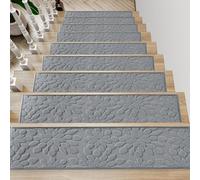 BangDon Tappeto per scale resistente, morbido, testurizzato, lavabile in lavatrice, 26 x 75 cm, per scale, per casa, facile da installare, con fondo antiscivolo (grigio, 2, 10 pezzi)