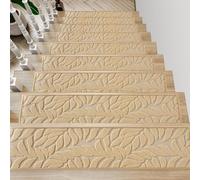 BangDon Tappeto per scale resistente, morbido, testurizzato, lavabile in lavatrice, 26 x 75 cm, per scale, per casa, facile da installare, con fondo antiscivolo (beige, 3, 5 pezzi)