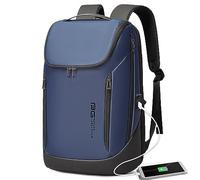 BANGE Zaino intelligente da lavoro, impermeabile, adatto per computer portatile da 15,6 pollici, con porta di ricarica USB, zaino da viaggio durevole, Blu (due tasche), M