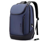 BANGE Zaino intelligente da lavoro, impermeabile, adatto per computer portatile da 15,6 pollici, con porta di ricarica USB, zaino da viaggio durevole, Blu (tre tasche), L
