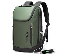 BANGE Zaino intelligente da lavoro, impermeabile, adatto per computer portatile da 15,7 pollici, con porta di ricarica USB, zaino da viaggio durevole, Verde (due tasche), M, Business