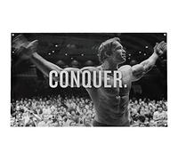 Banger Flags Banger - Bandiera originale Arnold Schwarzenegger Conquer motivazionale motivazionale per ufficio, palestra, dormitorio, decorazione da parete su una bandiera da 9,5 x 1,5 m, con 4