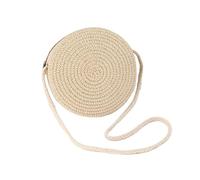 BANGHA Borsa Paglia,Borsa A Tracolla In Paglia Borse a tracolla intrecciate rotonde, eleganti e fatte a mano, for le donne, borse a in paglia a, perfette for vacanze al mare(Beige)
