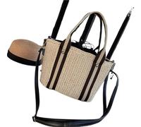 BANGHA Borsa Paglia,Borsa A Tracolla In Paglia Borse estive fatte a mano intrecciate for le donne, borsa da spiaggia in paglia intrecciata in rattan, borse a tracolla donna(Beige)