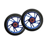 BANGHA Ruote Monopattino Freestyle 100mm Scooter Wheels Replacement with Bearings Aluminum Wear-Resistant PU Stunt Parts Kick Accessories 2pcs/Set(110 Blue Spiral)