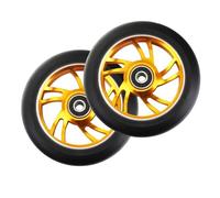 BANGHA Ruote Monopattino Freestyle 100mm Scooter Wheels Replacement with Bearings Aluminum Wear-Resistant PU Stunt Parts Kick Accessories 2pcs/Set(110 Gold Spiral)