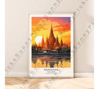 Bangkok Thailandia Illustrazione Stampa da Viaggio da Parete Décor Poster Regalo
