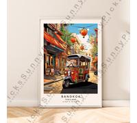 Bangkok Thailandia Illustrazione Stampa da Viaggio Poster da Parete Regalo