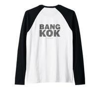 Bangkok Thailandia Mappa Tipografia Viaggio Urbano Tee Maglia con Maniche Raglan