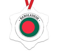 Bangladesh Ornamento per albero di Natale Bandiera del Bangladesh Decorazione per albero di Natale Ricordo Bandiera Nazionale Città Souvenir Natale Ornamento in ceramica Decorazione per albero di