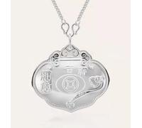 Bangle d'Argento, Braccialetto retrò, 999 Ciondolo di Chiusura in Argento, Collana di buona Fortuna, Collana di amuleti, Migliori Regali per Le Donne del Festival, [Include la Collana], 2