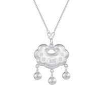 Bangle d'Argento, Braccialetto retrò, 999 Ciondolo di Chiusura in Argento, Collana di buona Fortuna, Collana di amuleti, Migliori Regali per Le Donne del Festival, [Include la Collana], 2