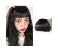 Bangs Hair Frangia piatta in capelli sintetici naturali/Frangetta mini finta for capelli alla moda, pezzi unici, clip-in, frangia ad aria, estensione for capelli for donne(Natural black)
