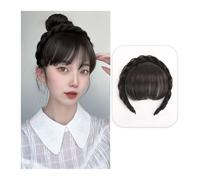 Bangs Hair Parrucca con frangia frontale for capelli, extension for capelli, parrucche sintetiche con frangia finta ordinata con trecce a doppia fila, fascia for capelli, accessori for capelli for don