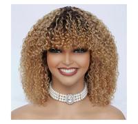 Bangs Hair Parrucche di capelli umani al 100% con frangia fatta a macchina con frangia ordinata for donna Parrucca piena biondo miele Bobbi(250%,18inches)