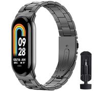 BANGTING Cinturino Acciaio Inossidabile Compatibile con Xiaomi Mi Band 10/9/8, Cinturini Metallo di Ricambio per Mi Band 9 Bracciale (Nero (Tre perle))