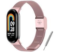 BANGTING Cinturino Acciaio Inossidabile Compatibile con Xiaomi Mi Band 10/9/8, Cinturini Metallo di Ricambio per Mi Band 9 Bracciale (Rosa (Tipo di fibbia))