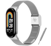 BANGTING Cinturino Acciaio Inossidabile Compatibile con Xiaomi Mi Band 10/9/8, Cinturini Metallo di Ricambio per Mi Band 9 Bracciale (Argento (Tipo di fibbia))