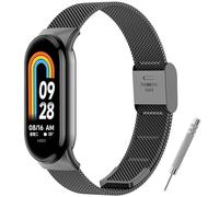 BANGTING Cinturino Acciaio Inossidabile Compatibile con Xiaomi Mi Band 10/9/8, Cinturini Metallo di Ricambio per Mi Band 9 Bracciale (Nero (Tipo di fibbia))