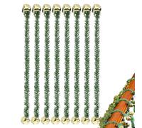 Banister Garland Ties - Realistic Wreath Hooks with Bells, Flexible Green Twist Ties, Strong Hold Decorative Fastening Function for Christmas Trees Lights Bows Stairs, 8 Pack Green