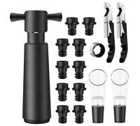 BANJILI-Pompa Salvavino con Tappi Sottovuoto,16 in 1 Kit di Stopper Vino Ritutilizzabile,PompaSottovuoto per Bottiglie di Vini con 10 Tappi 2 Versatore 2 Tagliarina 1 Pompa,Estrazione d’Aria Vini
