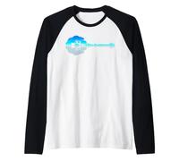Banjo Lago Ombra Amore Riflessione Silhouette Bluegrass Folk Maglia con Maniche Raglan