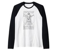 Banjo Musicista Vitruviano Uomo Leonardo Da Vinci Country Music Maglia con Maniche Raglan