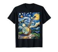 Banjo Starry Night Grafica per suonatore di banjo in stile Van Gogh Maglietta