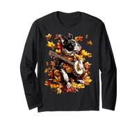 Banjoist Boston Terrier Giocare Banjo Foglie Autunno Cane Maglia a Manica