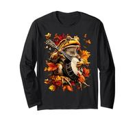 Banjoist Rospo Giocare Banjo Picker Autunno Foglie Autunno Anim Maglia a Manica