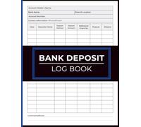 Bank Deposit Log Book: Cash Flow Record for Tracking Deposits, Payment Methods, Reference Details, and Balance Changes