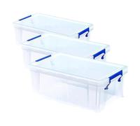 Bankers Box Prostore scatola porta oggetti in plastica con coperchio, 10 litri, impilabile, scatole per armadio super resistenti, dimensioni 14x34x21.5 cm, contenitori plastica trasparente, 1 pezzo
