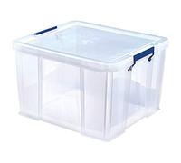 Bankers Box Prostore scatola porta oggetti in plastica con coperchio, 48 litri, impilabile, scatole per armadio super resistenti, dimensioni 30x41x37 cm, contenitori plastica trasparente, 1 unità
