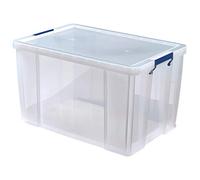 Bankers Box Prostore scatola porta oggetti in plastica con coperchio, 85 litri, impilabile, scatole per armadio super resistenti, dimensioni 37,5x57,5x38 cm, contenitori plastica trasparente, 1 unità