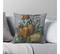 Banksia, federa decorativa per cuscino in poliestere e velluto con cerniera, motivo: fiori selvatici australiani