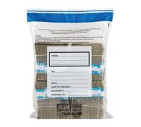 BankSupplies Ultima Blue - Sacchetti trasparenti a doppia tasca, 15 x 20 cm, confezione da 100, per transito, trasferimento, oggetti di valore, nastro antimanomissione, chiusura con patta prigioniera,