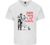 Banksy Arte Everything Is Not Legal Maglietta In Cotone A V Per Uomo
