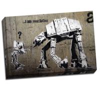 Banksy-At-At, serie Star Wars con scritta "I Am Your Father", stampa artistica su tela, graffito Quadro con cornice, 50 x 75 cm, formato A1