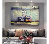 Banksy Graffiti Art Quadri su tela La vita è breve Chill The Out Street Art Poster e stampe Immagini a parete Decorazioni per la casa 50x90 cm (19,7x35,4 pollici) Senza cornice