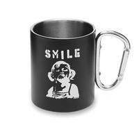 Banksy Graffiti Citazione Smile with Girl Not Smiling Art tazza in metallo moschettone manico, tazza da campeggio