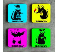 Banksy Ispirato 4 X Sottobicchiere Set UK Street Art Graffiti