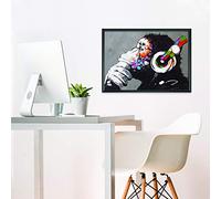 Banksy Monkey - Poster da parete per bambini, decorazione della sala giochi, illustrazione di scimpanzé Studio musicale, 55,9 x 40,6 cm